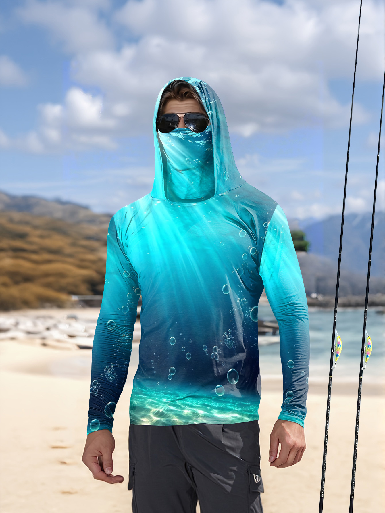 Men'S Fashion T Shirts - Men's long-sleeved T-shirt with sun protection
