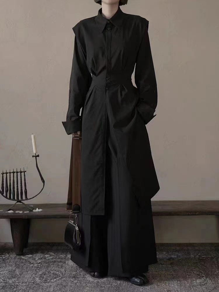 Mens Fashion Dress Shirts - Niche Dark Black Series Costume New