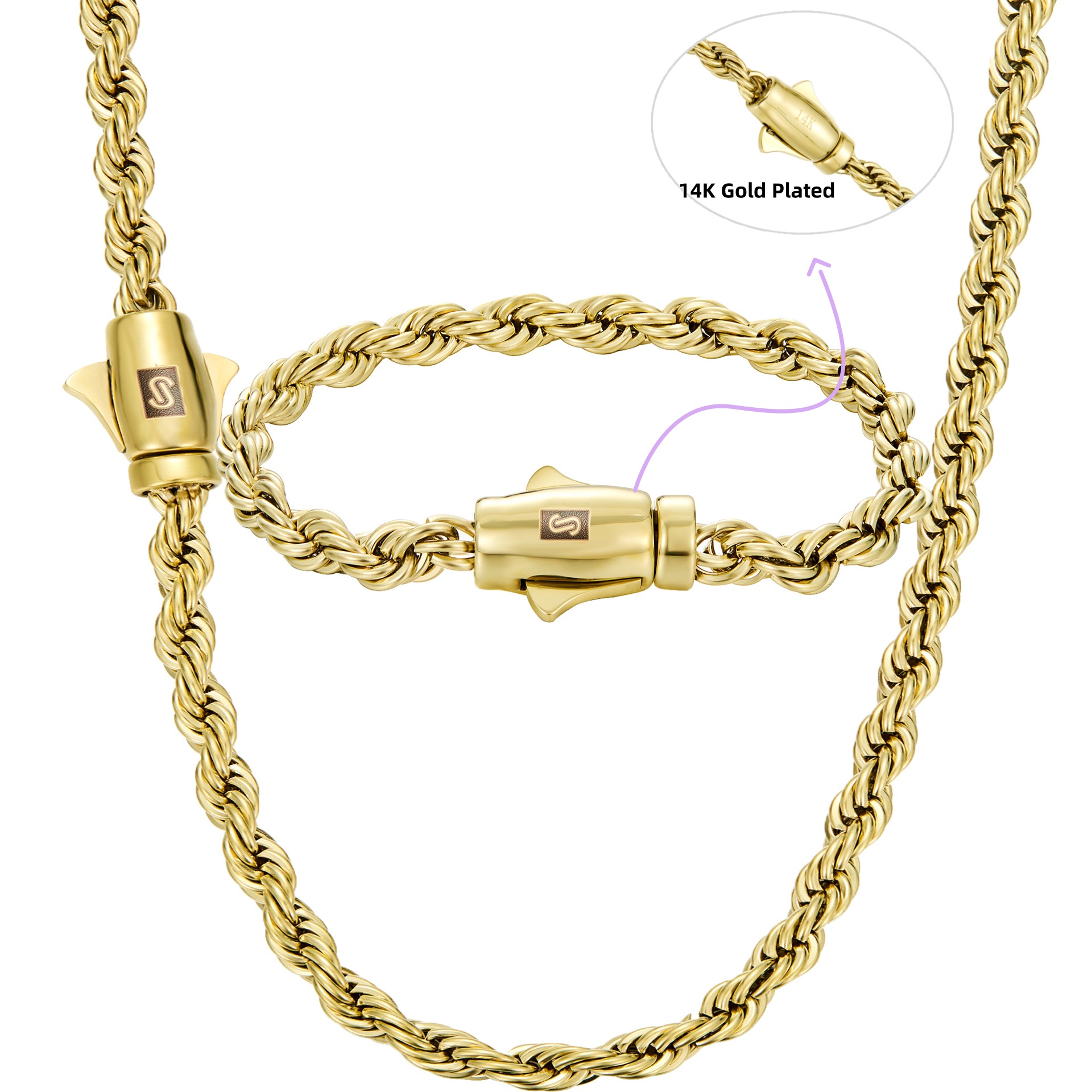 Men'S Fashion Today - 6mm 14K Gold Plated Rope Chain