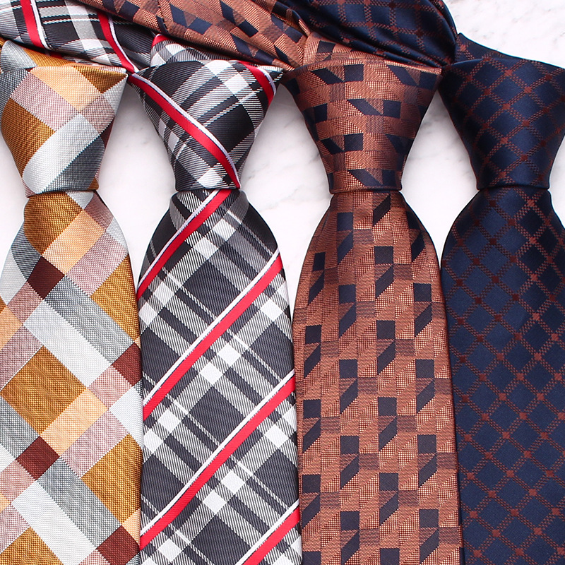 Mens Fashion Dress Shirts - 8cm Width Mens Silk Neckties Brown