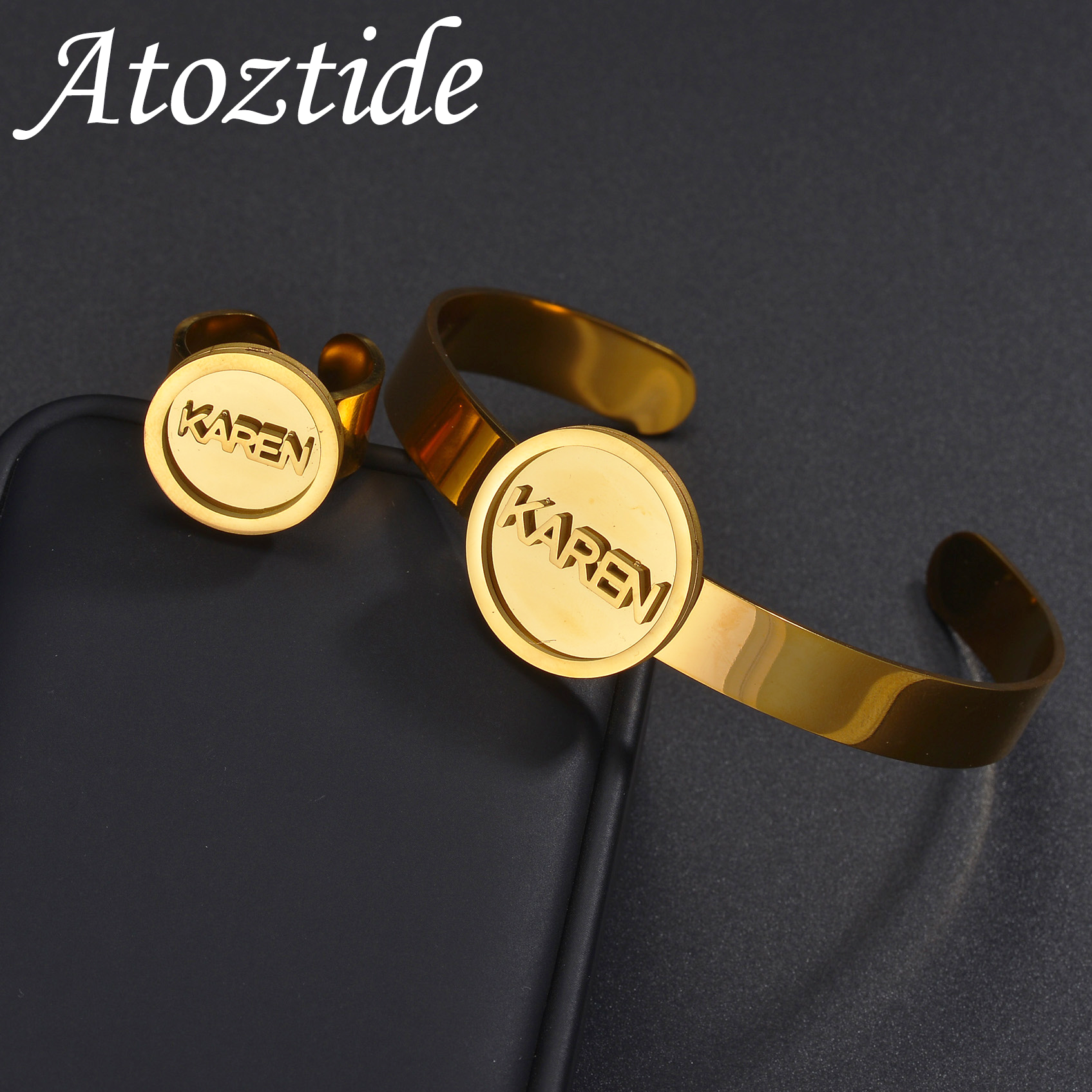 Men'S Fashion Jewelry Bracelets - Atoztide Custom Name Bracelet Ring Jewelry