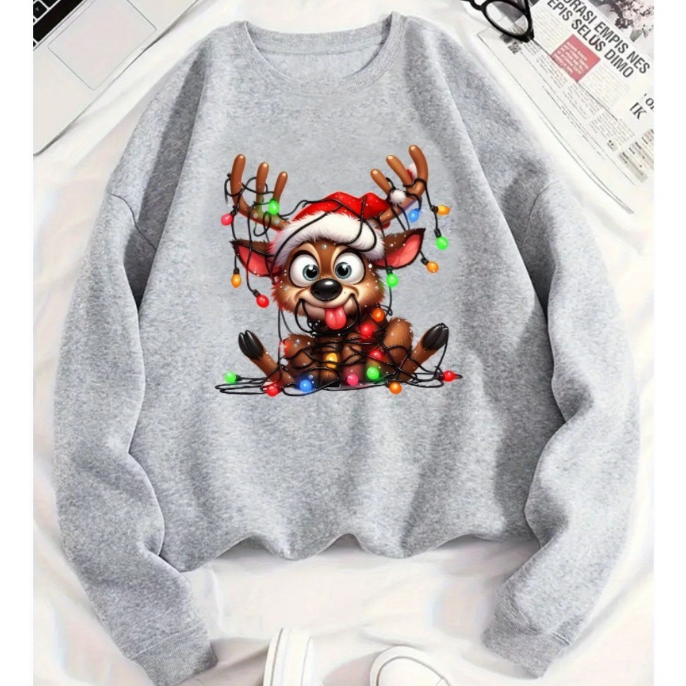 Men'S Fashion For 70 Year Old - Christmas Cute Deer-shaped Colored Lights Printed