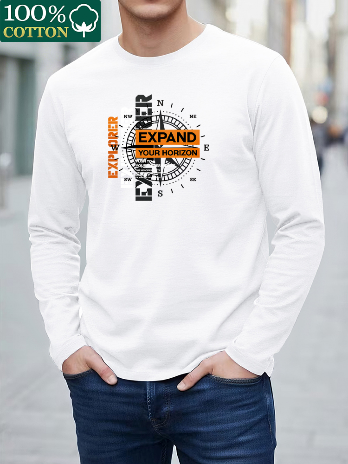 Men'S Fashion T Shirts - 100% pure cotton men's long sleeved