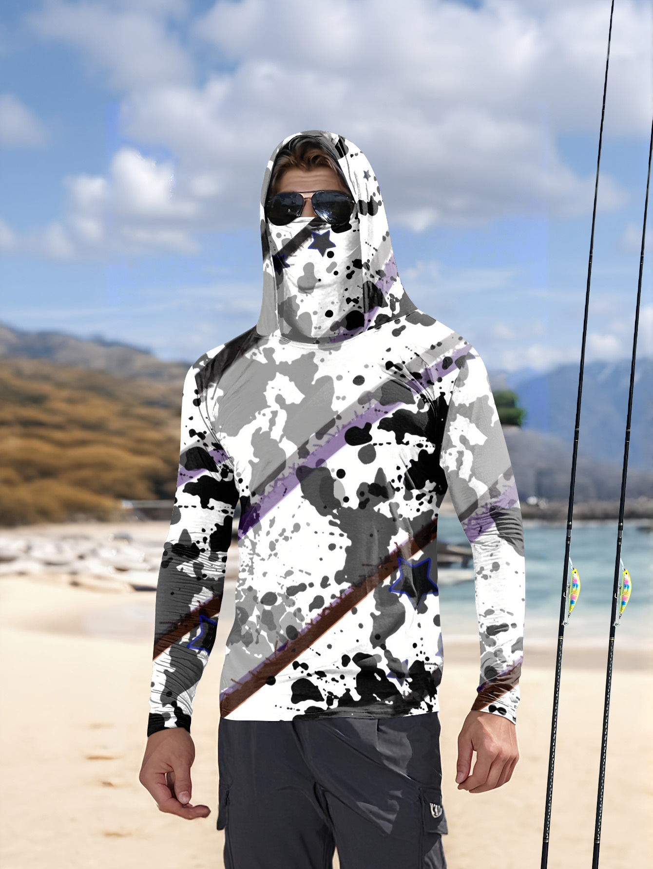Men'S Fashion T Shirts - Men Hood Fishing Shirt long sleeve