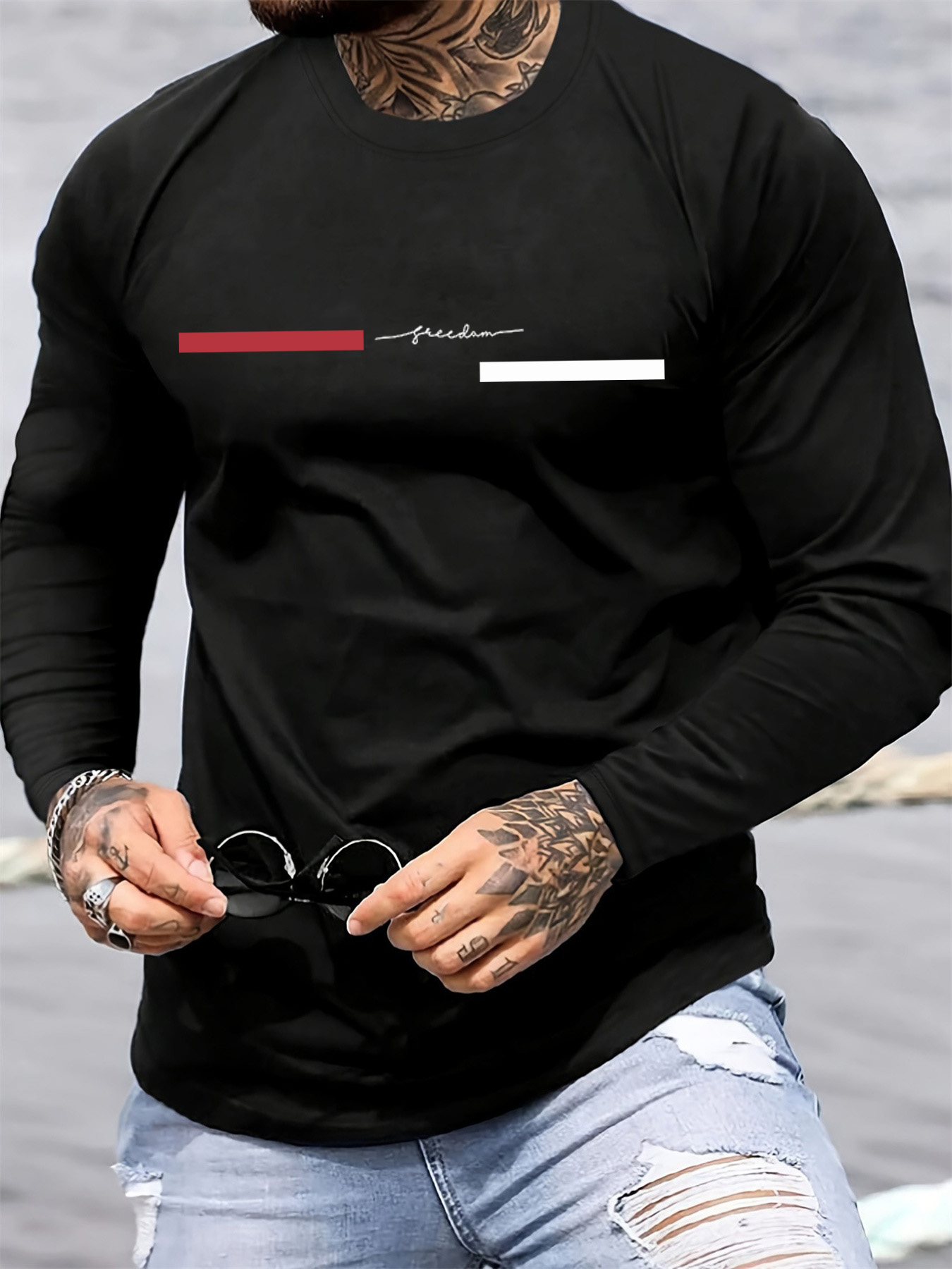 100% pure cotton men's long sl - Men'S Fashion T Shirts ulasan dan harga