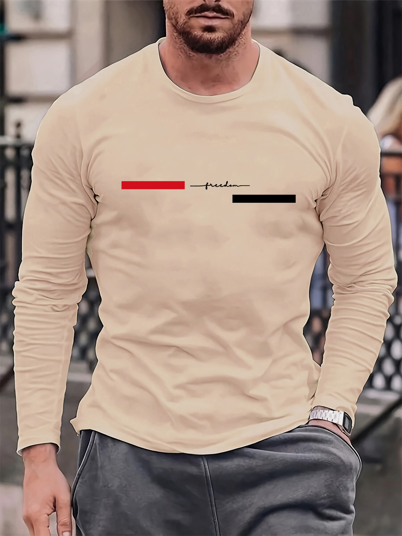 100% pure cotton men's long sl - Men'S Fashion T Shirts ulasan dan harga