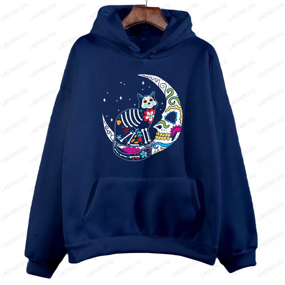 Skeleton Cat and Skull Moon Da - Men'S Fashion For 70 Year Old ulasan dan harga