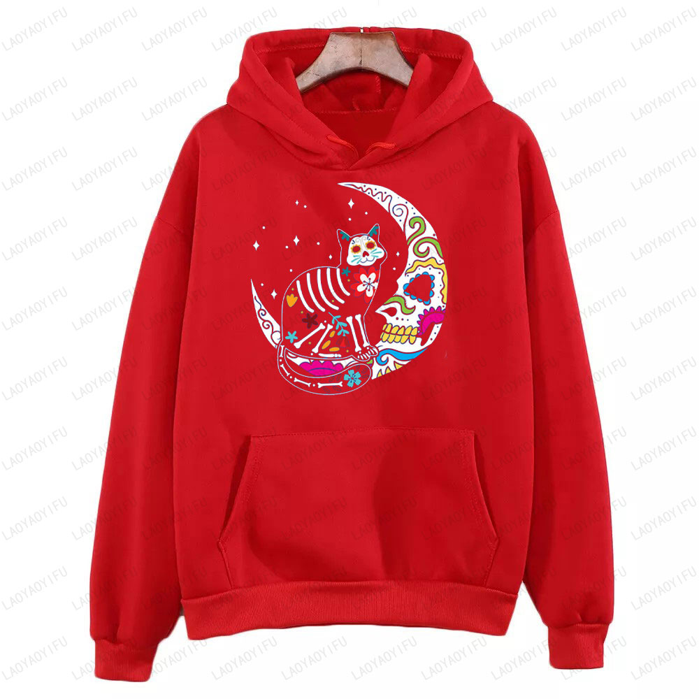 Skeleton Cat and Skull Moon Da - Men'S Fashion For 70 Year Old ulasan dan harga