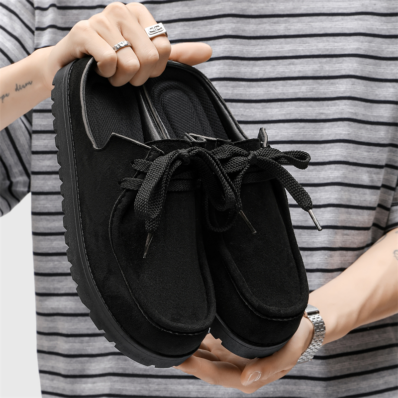 Fashion Men Half Slippers Sued - Men'S Fashion Loafers Shoes ulasan dan harga