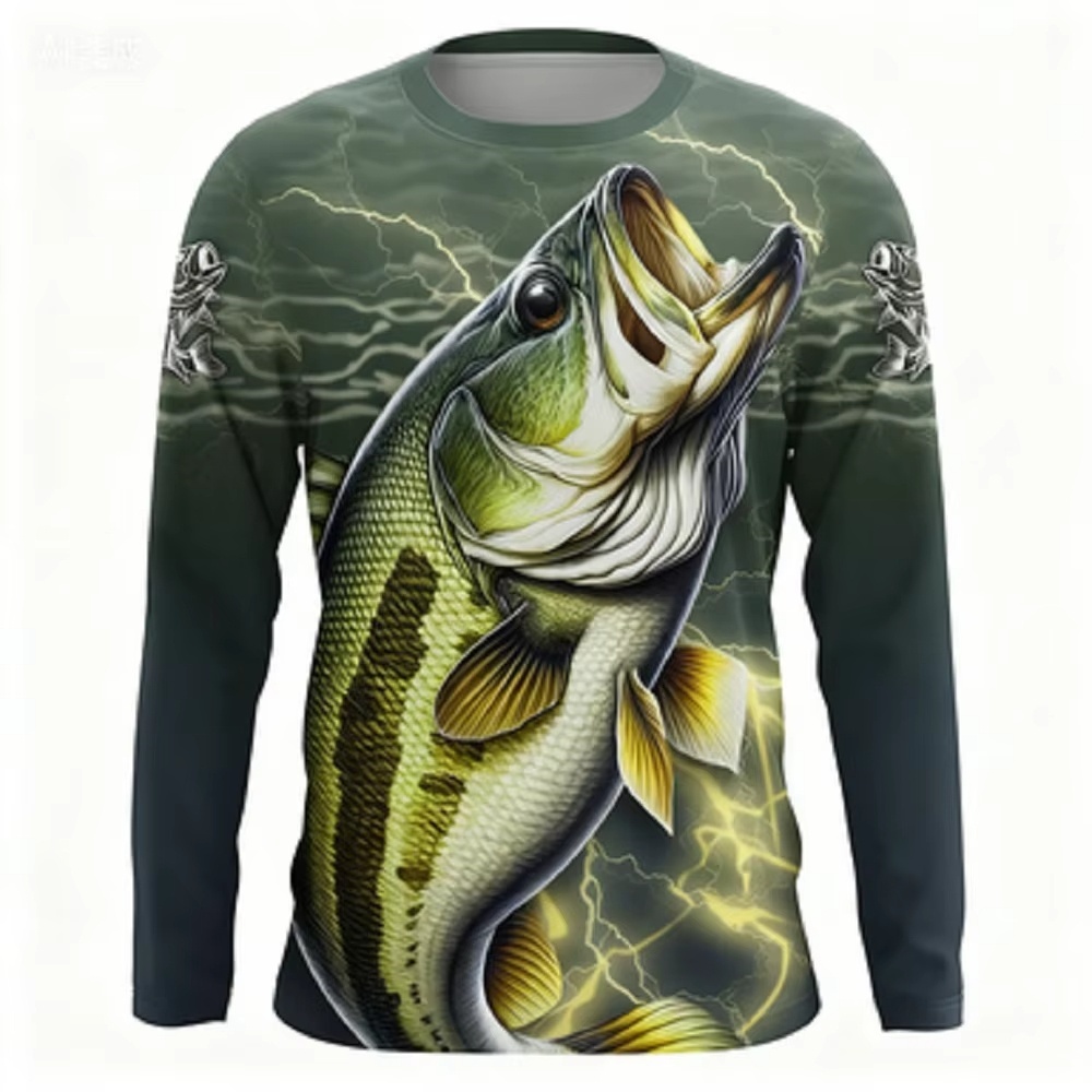 Fashionable Bass Pattern Crew  - Men'S Fashion T Shirts ulasan dan harga