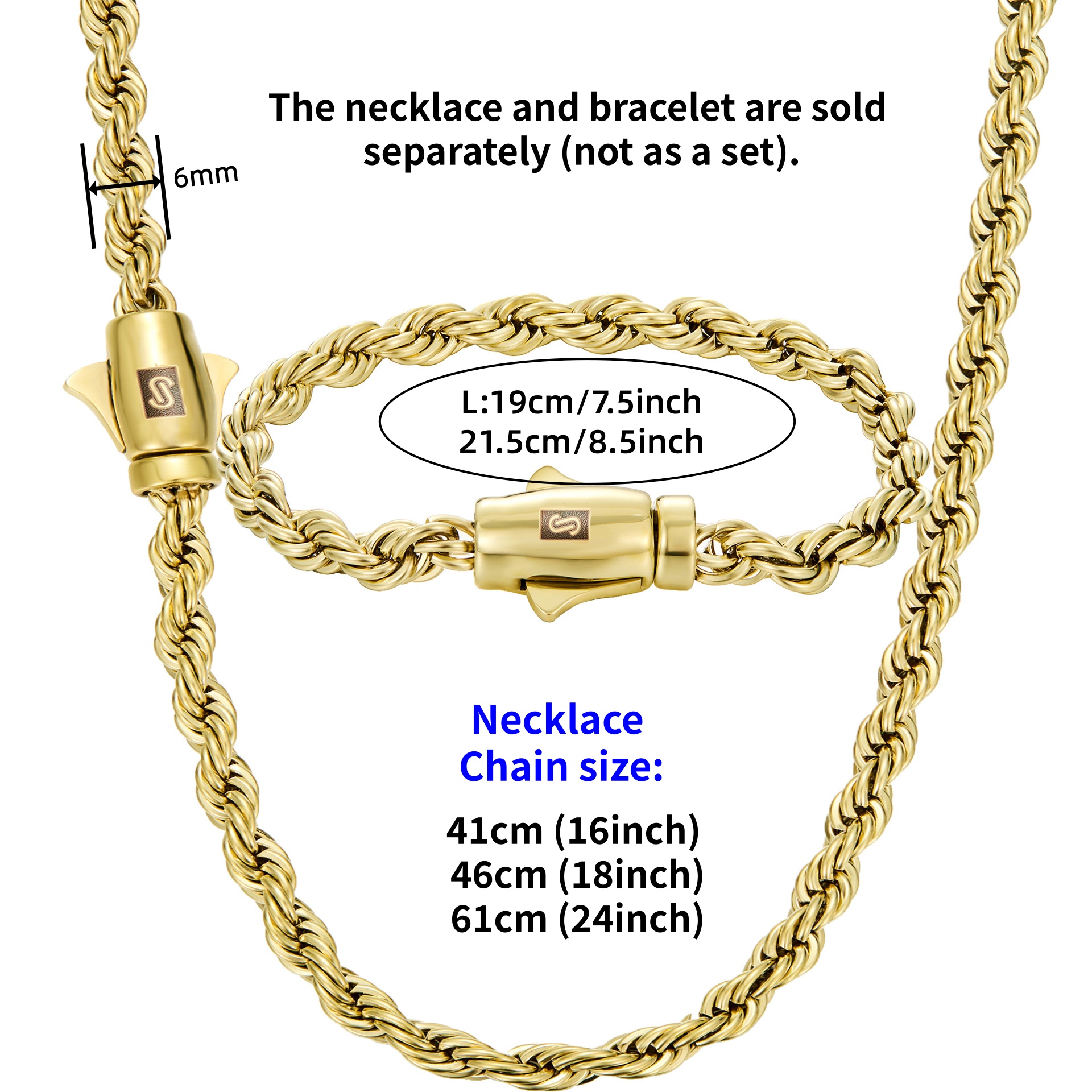 6mm 14K Gold Plated Rope Chain - Men'S Fashion Today ulasan dan harga