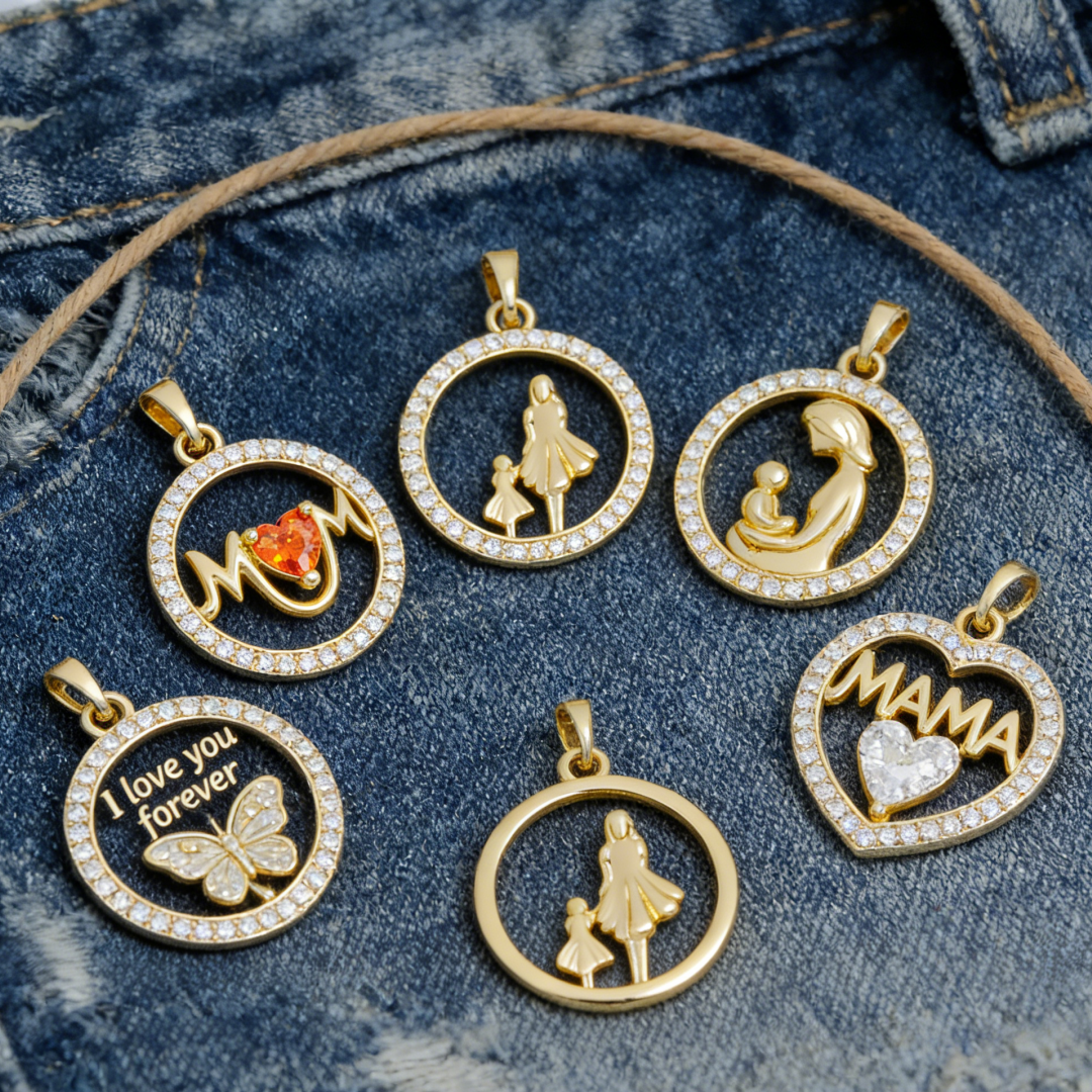 2Pcs Pendants Brass Mom Mother - Men'S Fashion Jewelry Bracelets ulasan dan harga
