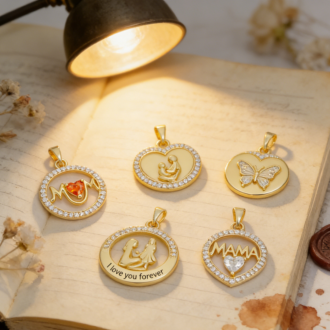 2Pcs Pendants Brass Mom Mother - Men'S Fashion Jewelry Bracelets ulasan dan harga