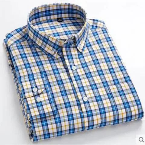 Cotton Plaid Shirts for Men Bl - Dress Shirt Non-Iron ulasan dan harga
