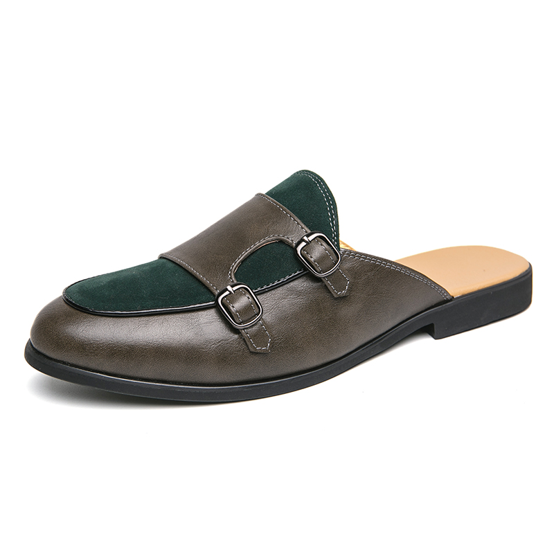 Fashion Black Green Monk Strap - Men'S Fashion Loafers Shoes ulasan dan harga