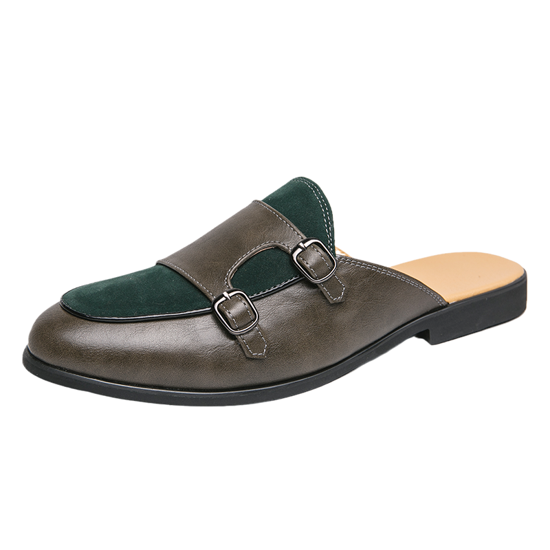 Fashion Black Green Monk Strap - Men'S Fashion Loafers Shoes ulasan dan harga