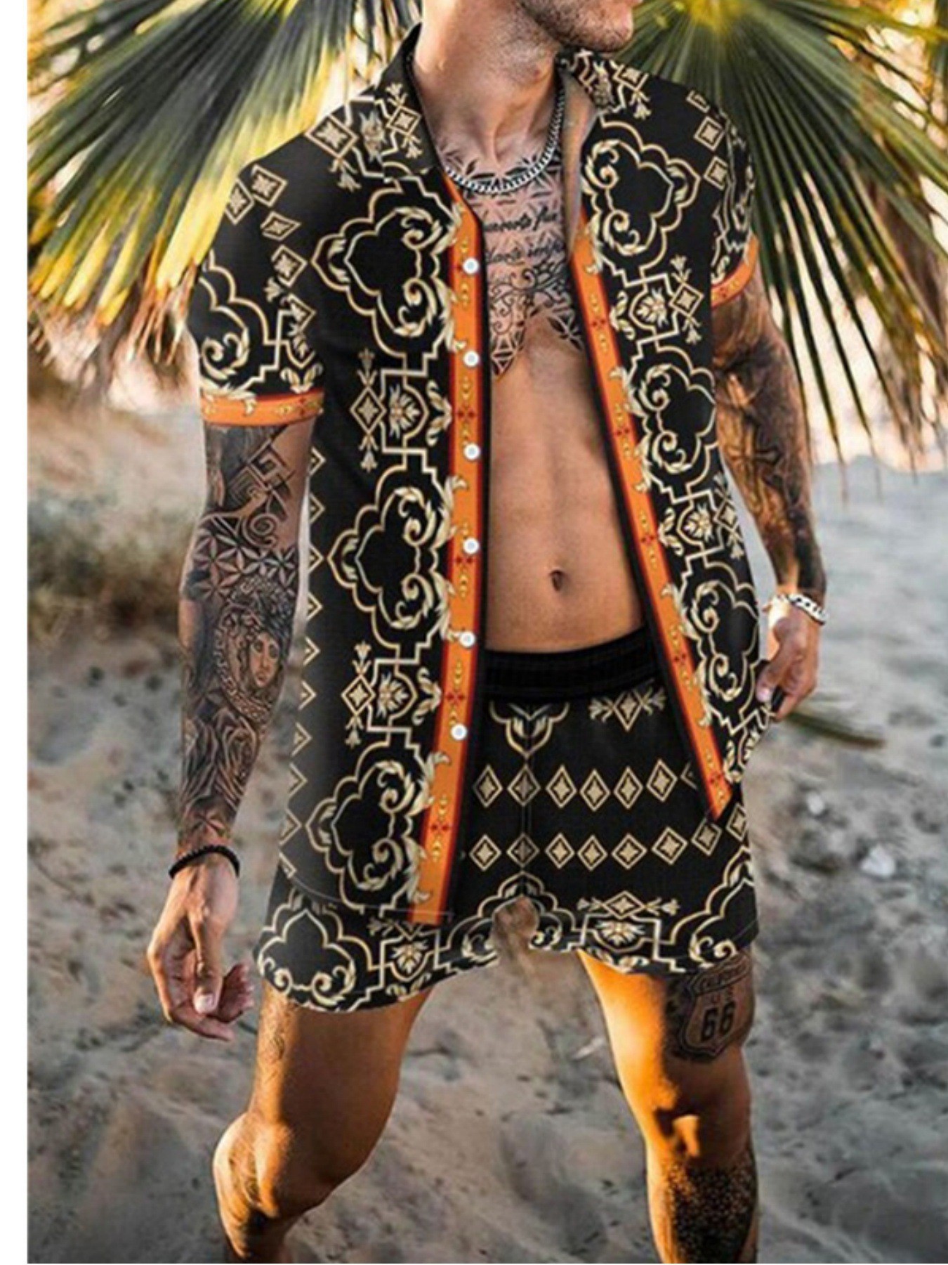Men Fashion New Beach Set Shor - Mens Fashion Dress Shirts ulasan dan harga
