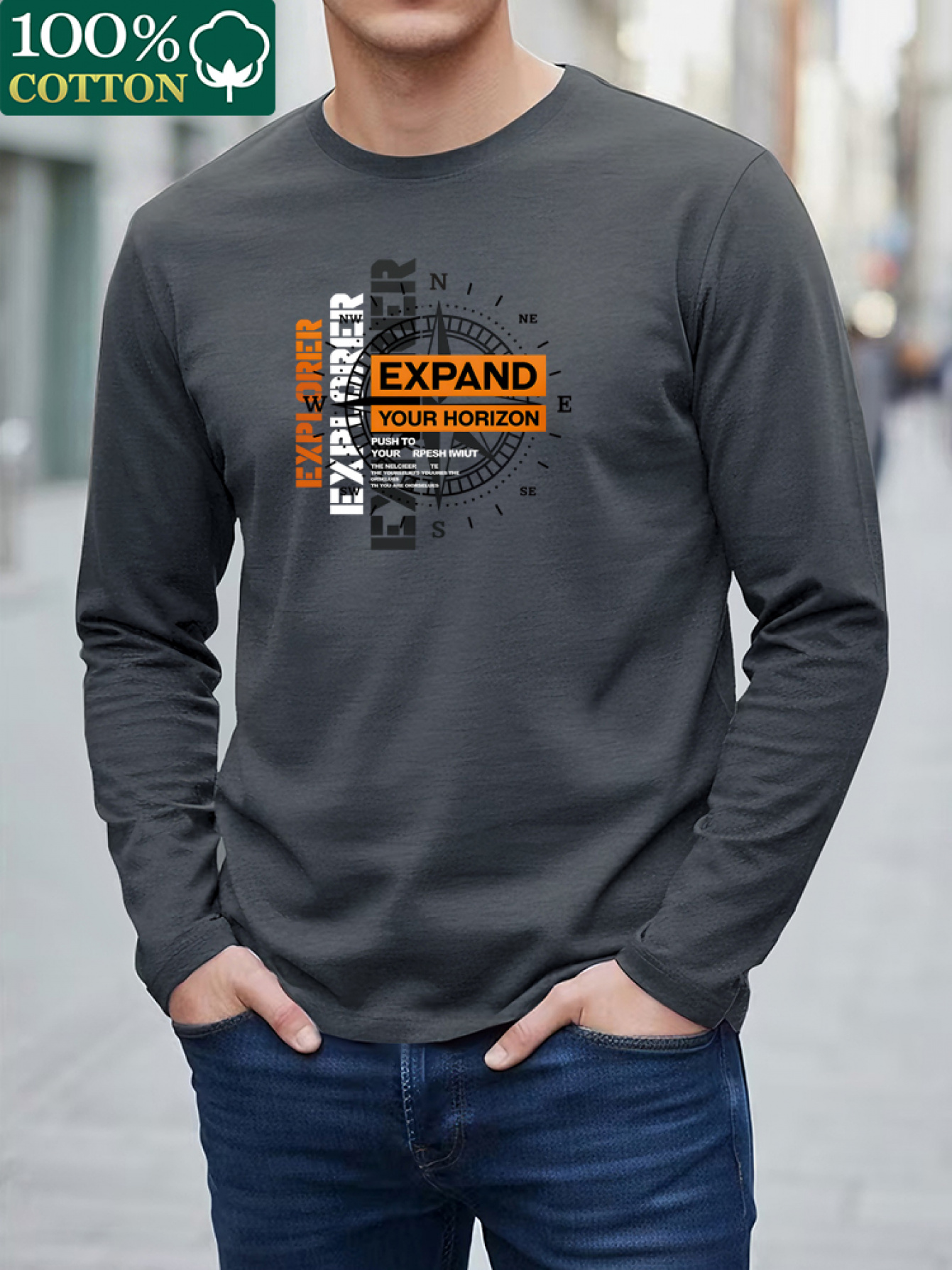 100% pure cotton men's long sl - Men'S Fashion T Shirts ulasan dan harga