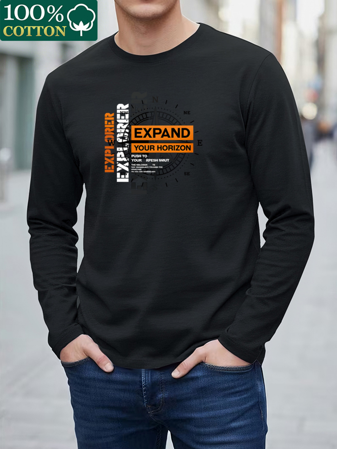 100% pure cotton men's long sl - Men'S Fashion T Shirts ulasan dan harga