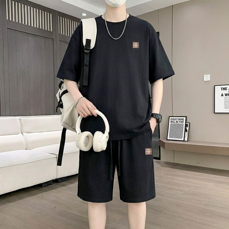 【T-Shirt + 5-Point Shorts】Men' - Men'S Fashion T Shirts ulasan dan harga