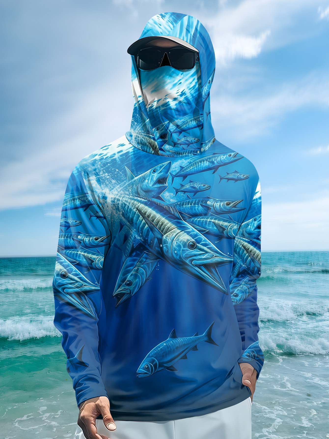 Men Hood Fishing Shirt long sl - Men'S Fashion T Shirts ulasan dan harga
