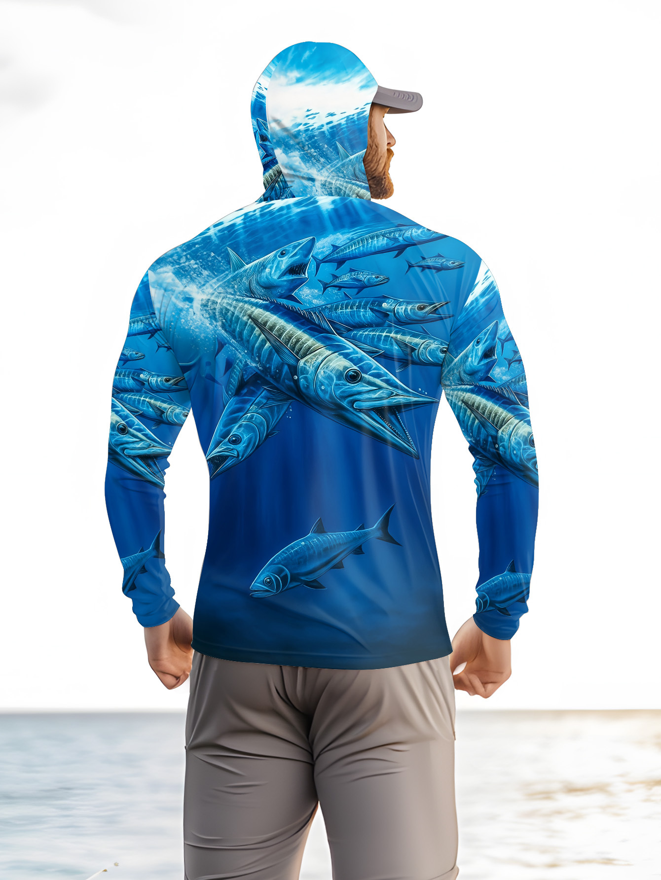 Men Hood Fishing Shirt long sl - Men'S Fashion T Shirts ulasan dan harga